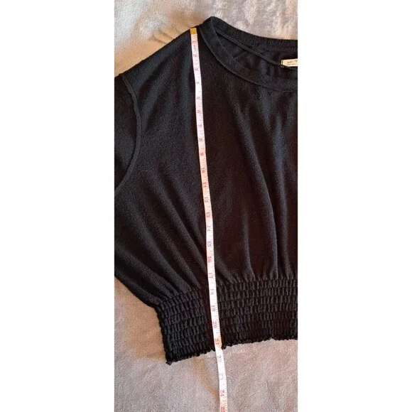 We the Free People Blouse Women's Size Large Black Run to You Tee Long Sleeve - Picture 8 of 11